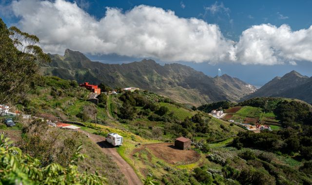 Camper van in the mountains of Tenerife, Canary Islands, Spain