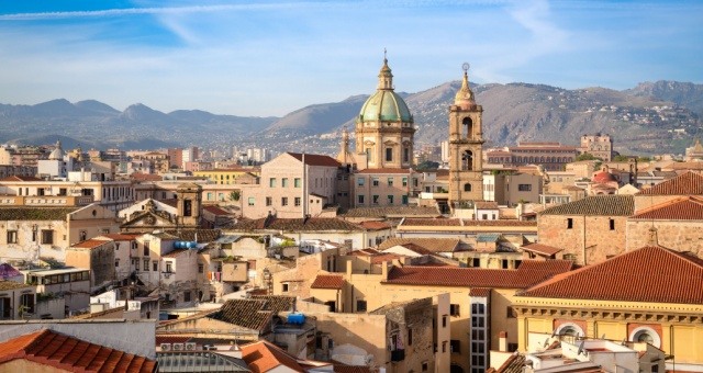 Towers and houses in Palermo city, Sicily
