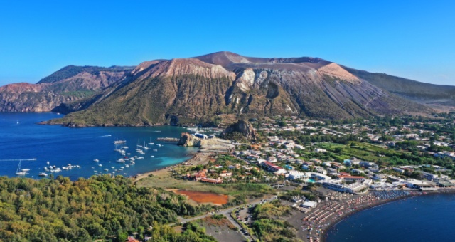 The landscape of Vulcano island near Sicily, Aeolian Islands, Italy.