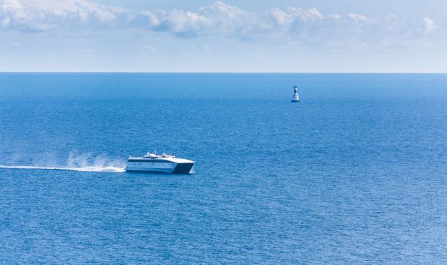 View of ferry crossing the Irish Sea