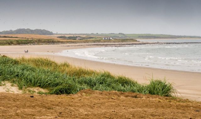 View of beach at Rosslare in Wales, UK