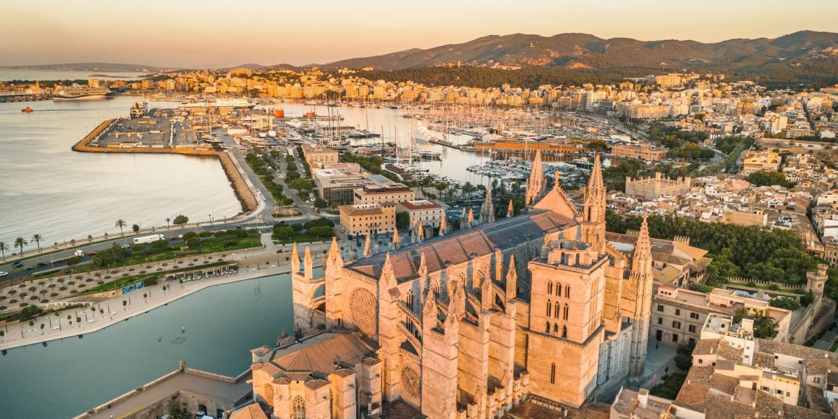 Palma de Mallorca cathedral overlooking the marina