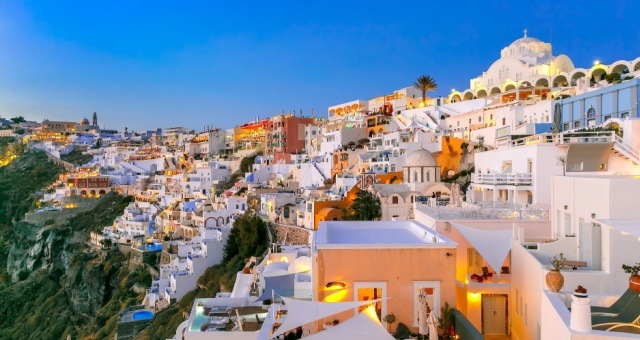 Fira town in Santorini island, Greece