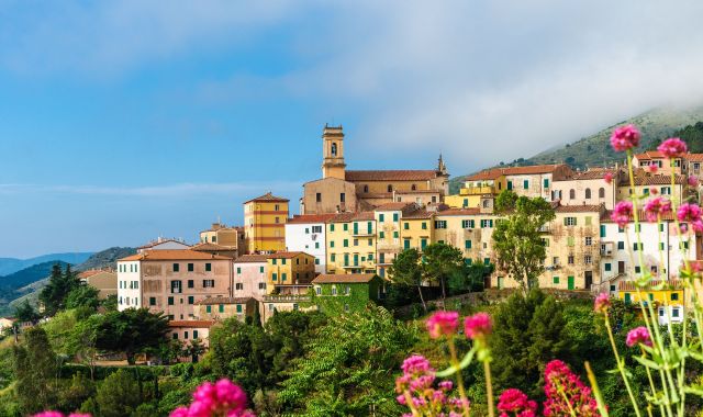 Panoramic view of Rio nell'Elba, on the island of Elba, Italy