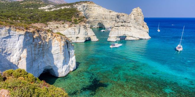 Panoramic view of the coast of Milos