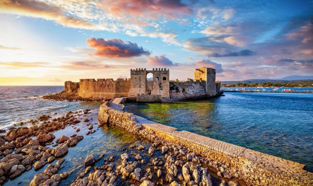 View of Venetian Castle in Methoni, Greece