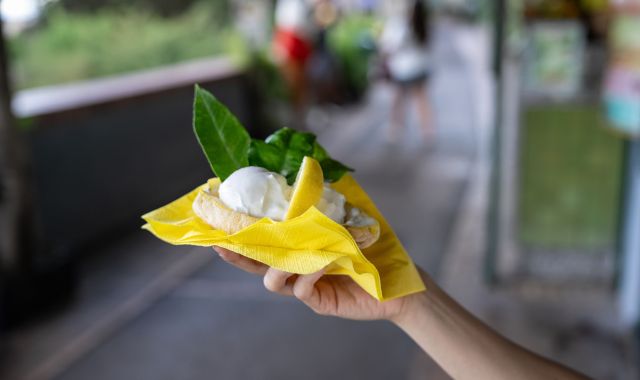 Closeup view of lemon sorbet in Capri, Italy