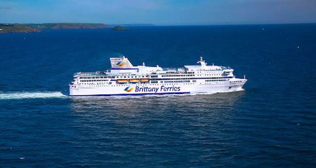 Brittany Ferries' Pont Aven vessel sailing across open sea waters