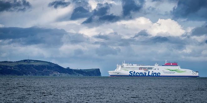 The Stena Edda ferry of Stena Lines sailing in the sea