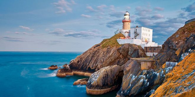 Panoramic view of the Baily Lighthouse and Howth Cliffs near Dublin, Ireland