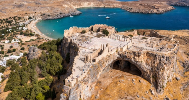 The Acropolis of Lindos in Rhodes, Greece