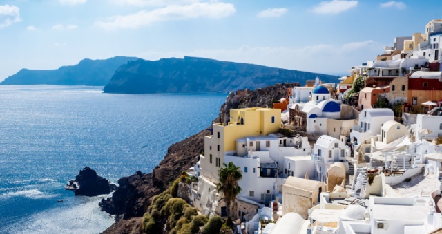 Sea view from Oia in Santorini, Greece