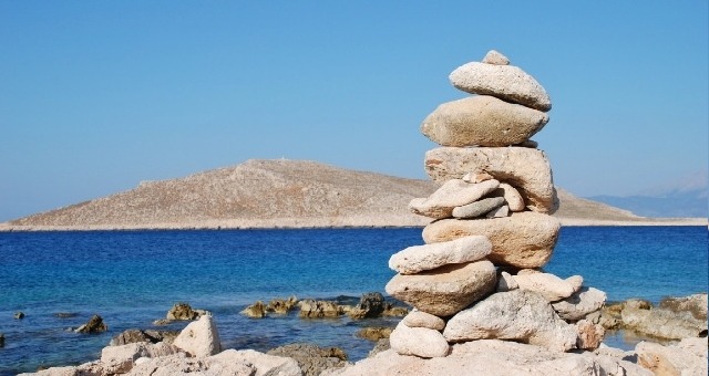 The Ftenagia beach on the island of Chalki, Dodecanese