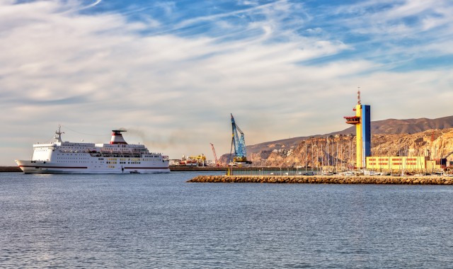 Conventional ferry leaving the port of Almería for Ghazaouet