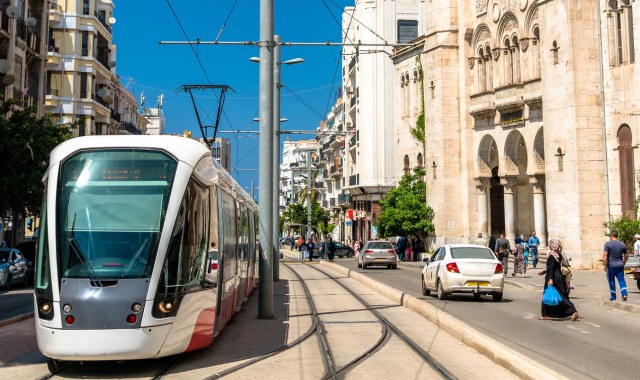 City tram in the city center of Oran, Algeria