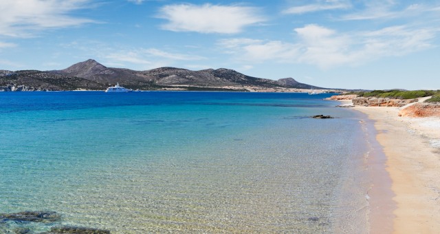 The beach of Kako Rema in Antiparos, Greece