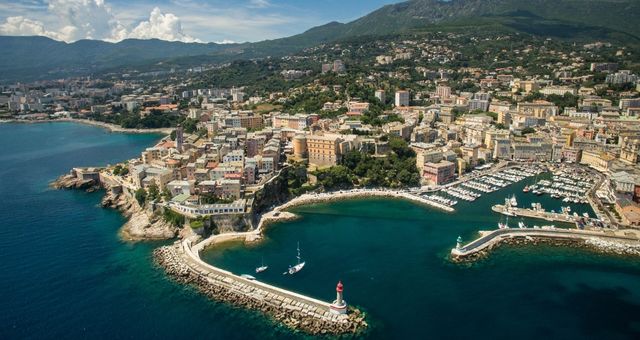 The city of Bastia and its harbor, as seen from above