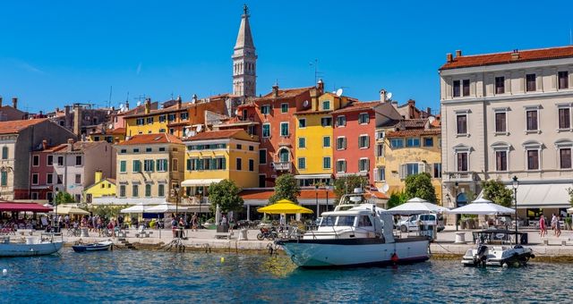 The port of Rovinj and its colorful buildings