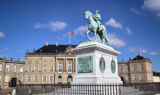 The equestrian statue of King Frederick V in the Amalienborg Palace, Copenhagen