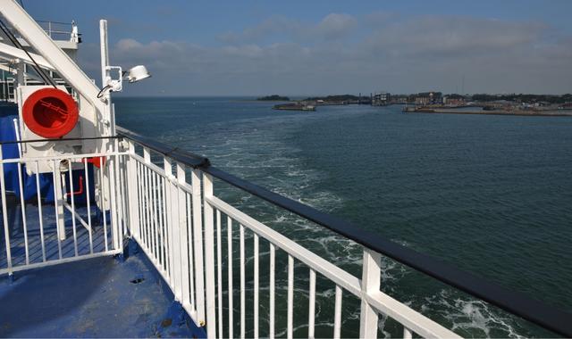 View of the port of Gedser from a ferry's deck