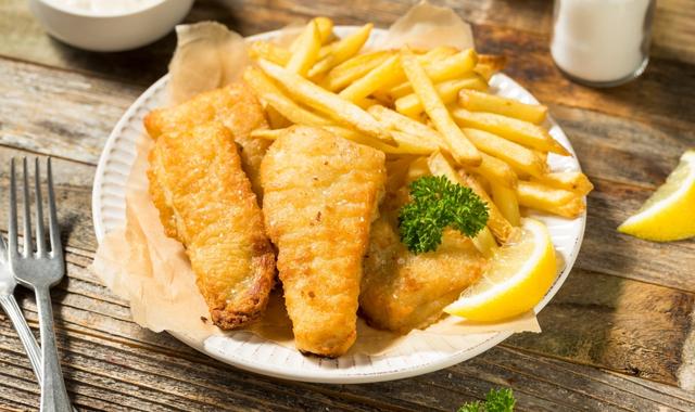 A serving of fish and chips at a British restaurant