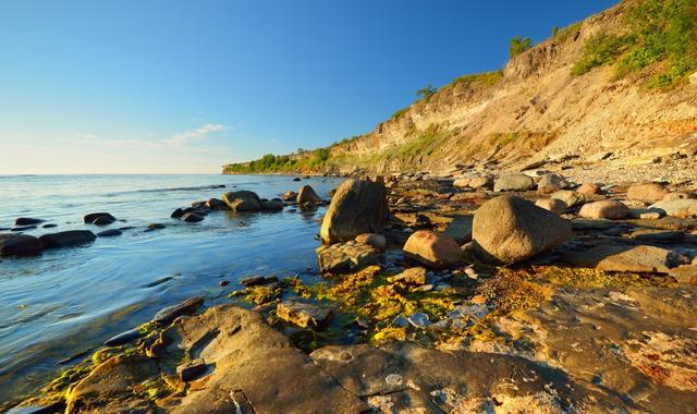 View of a beach in Paldiski in rocky surroundings