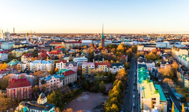 Aerial view of the city of Helsinki