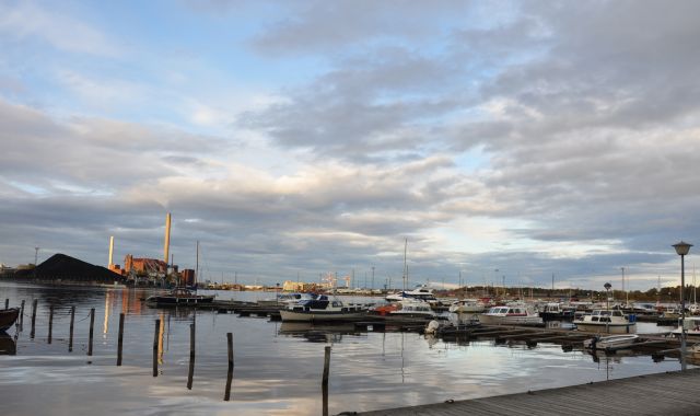 Fishing boats docked at the harbor of Helsinki