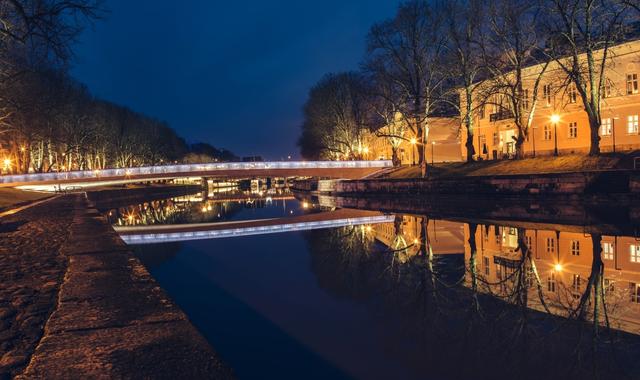 Bridge over the Aura River at night, Turku