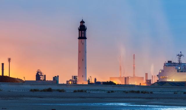 Dunkirk Lighthouse at sunset, France