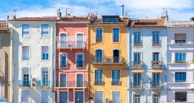 Colorful houses in Sète, France