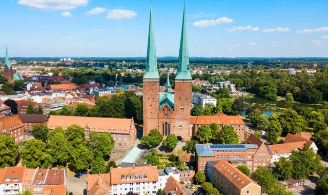 View of Lübeck and its cathedral, Germany