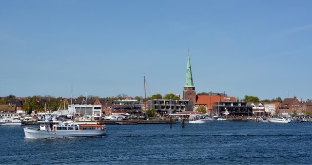 Boats at the port of Travemünde on a sunny day, Lübeck, Germany