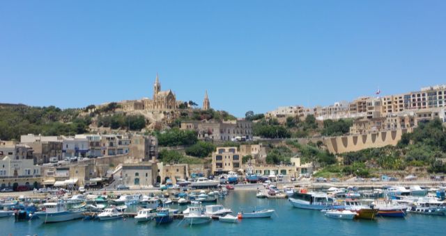 Boats docked at the port of Mgarr, Gozo