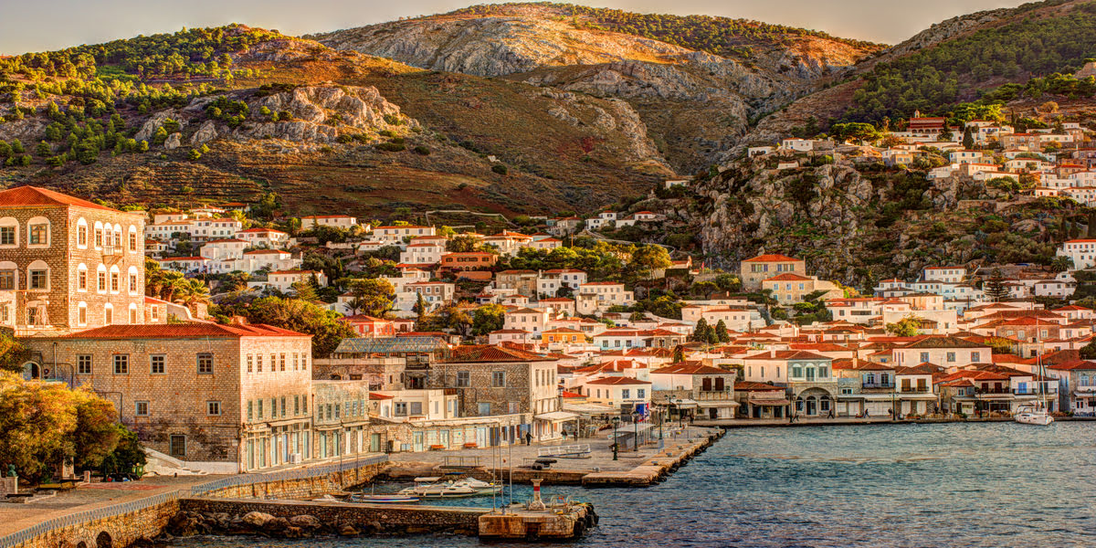 Traditional houses on a hillside in Hydra