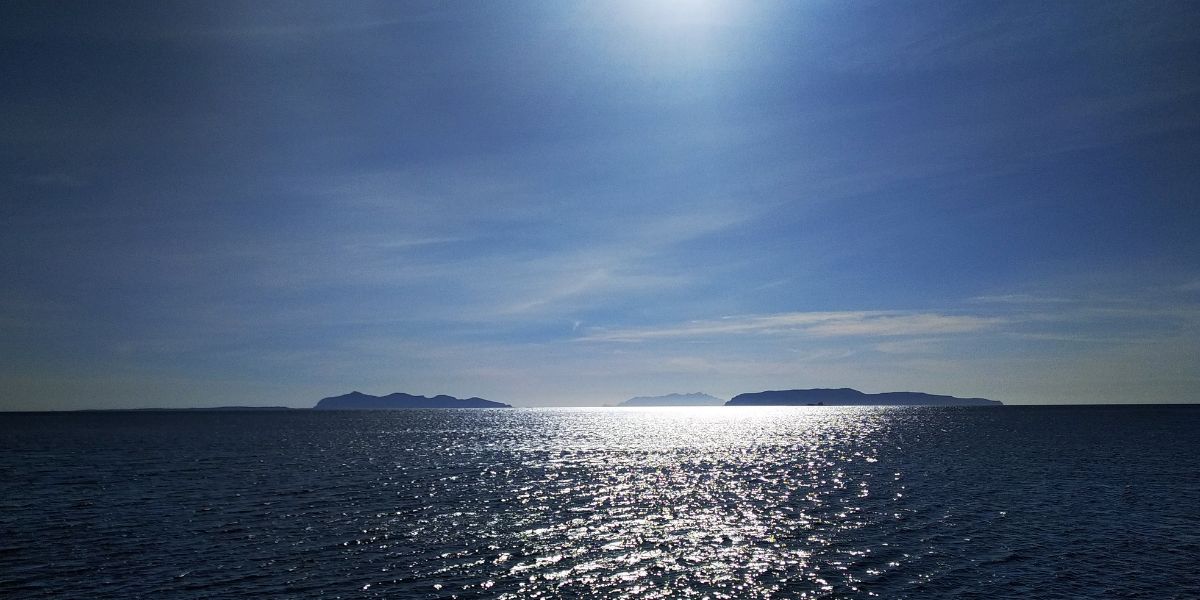 View to the Aegadian Islands from a ferry in Italy