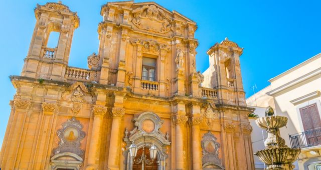 The facade of the Church of the Purgatory in Marsala, Italy