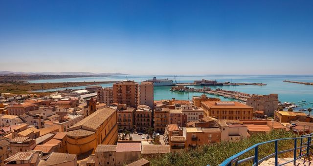 View of Porto Empedocle's buildings and port