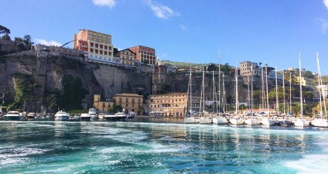 Boats docked at the port of Marina Piccola, Sorrento, Italy