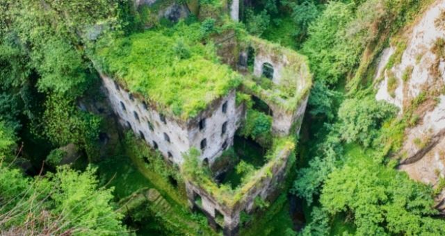 The deep mountain cleft of Vallone dei Mulini in Sorrento, Italy