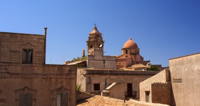 Buildings at the historic center of Trapani in Sicily, Italy