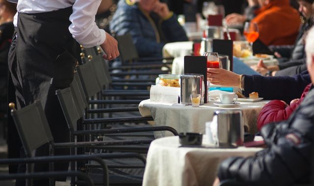 A Trieste café with tables outside, Italy