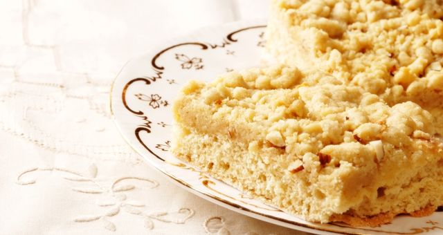 Slice of the traditional almond cake from Ventotene