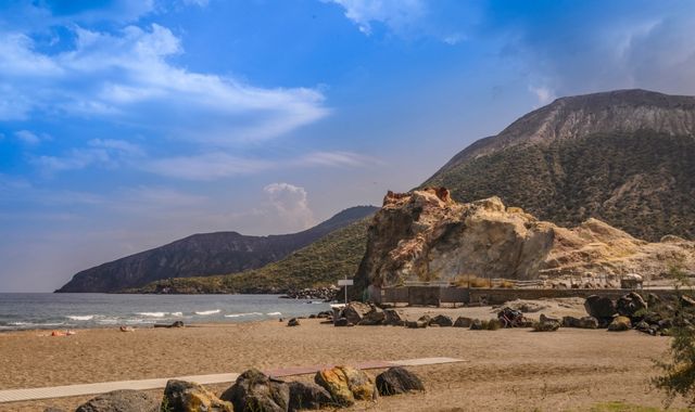 The thermal spring Baia delle Acque Calde in Vulcano, Italy