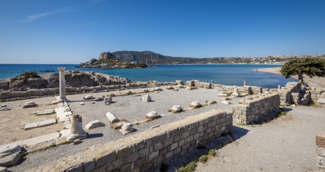 The ruins of the Basilica of Agios Stefanos in Kos, Greece