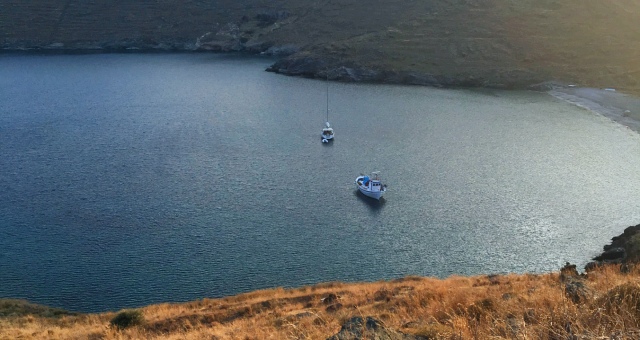 The coast of Kythnos at sunset