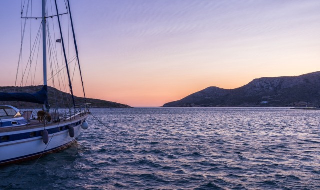 The port of Leipsoi at sunset