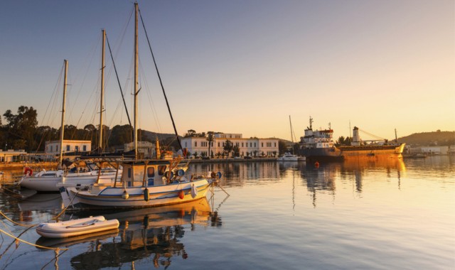 Leros port in Lakki, Greece