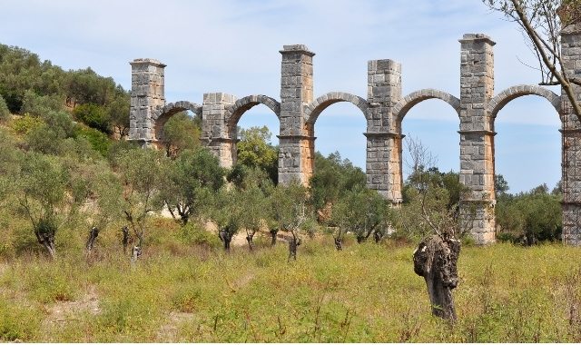 Roman aqueduct monument in Moria of Lesbos