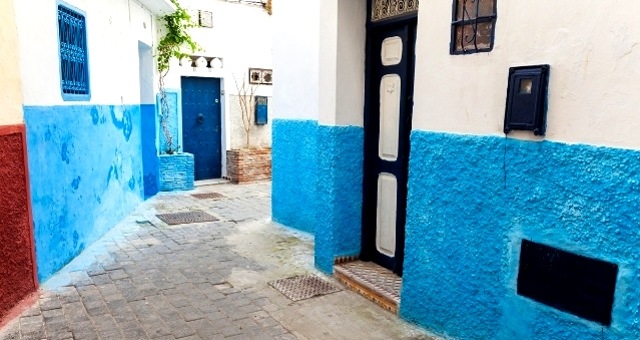 Paved alley in the medina of Tangier, Morocco